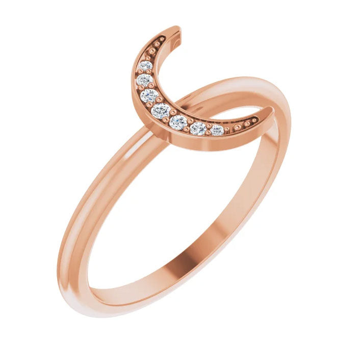 0.04 CTW Natural Diamond Stackable Crescent Ring 14K Gold