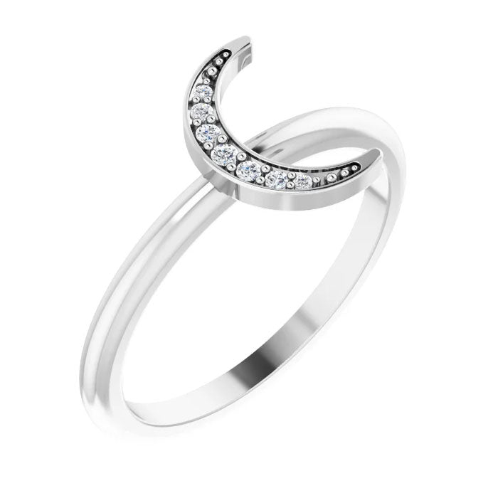 0.04 CTW Natural Diamond Stackable Crescent Ring 14K Gold