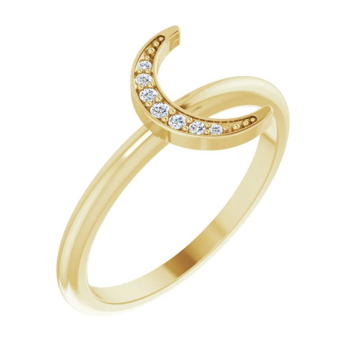 0.04 CTW Natural Diamond Stackable Crescent Ring 14K Gold