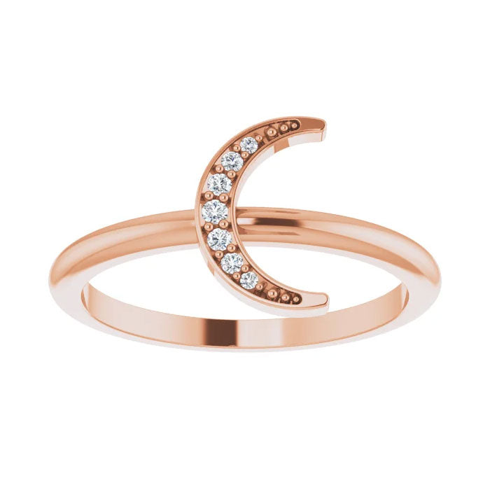 0.04 CTW Natural Diamond Stackable Crescent Ring 14K Gold