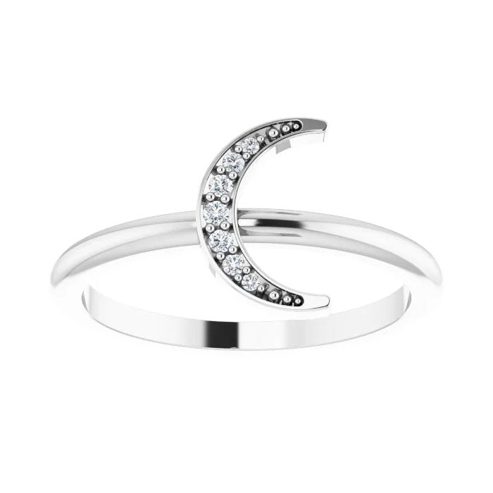0.04 CTW Natural Diamond Stackable Crescent Ring 14K Gold