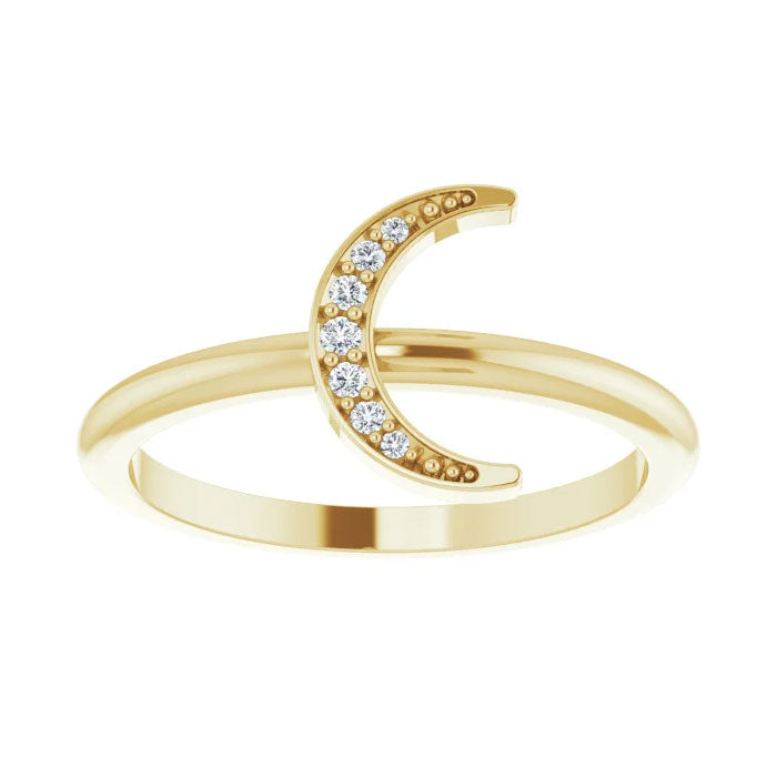 0.04 CTW Natural Diamond Stackable Crescent Ring 14K Gold