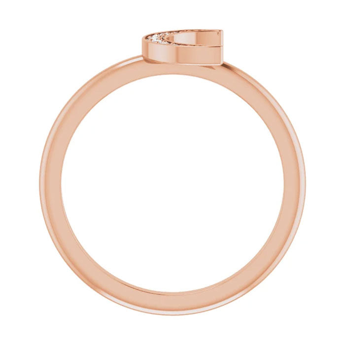 0.04 CTW Natural Diamond Stackable Crescent Ring 14K Gold