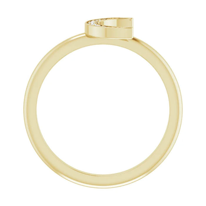 0.04 CTW Natural Diamond Stackable Crescent Ring 14K Gold