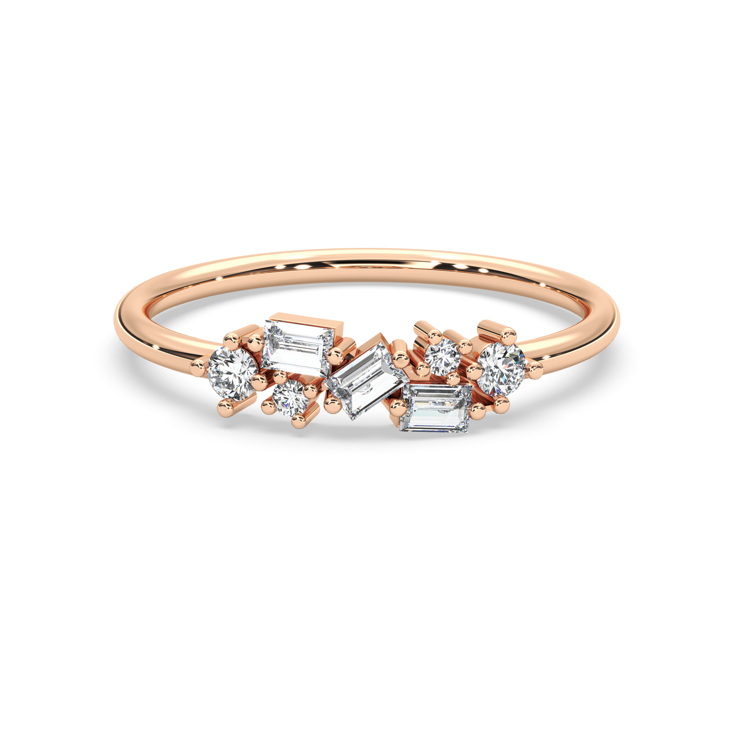 The Olivia Round Brilliant Cut and Baguette Diamond Ring