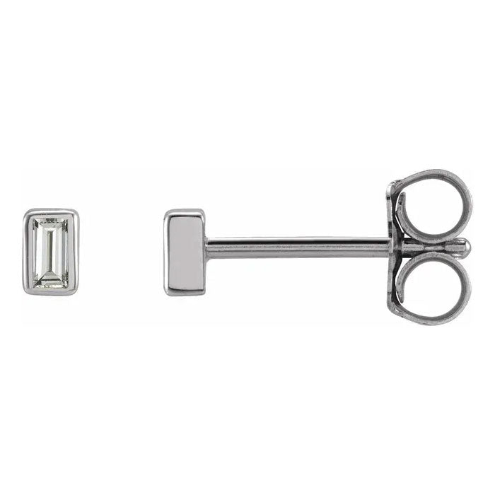 Straight Baguette Bezel-Set Earrings 14K White, Yellow, and Rose Gold