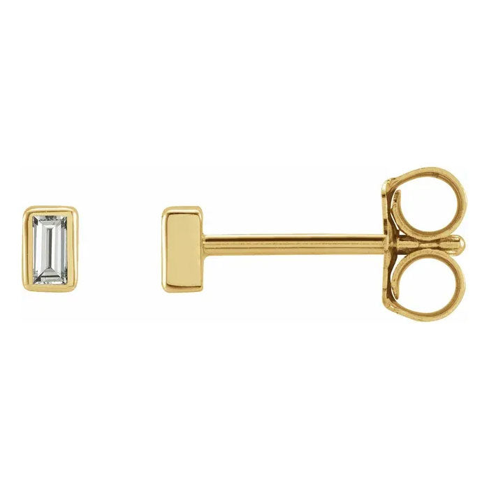 Straight Baguette Bezel-Set Earrings 14K White, Yellow, and Rose Gold