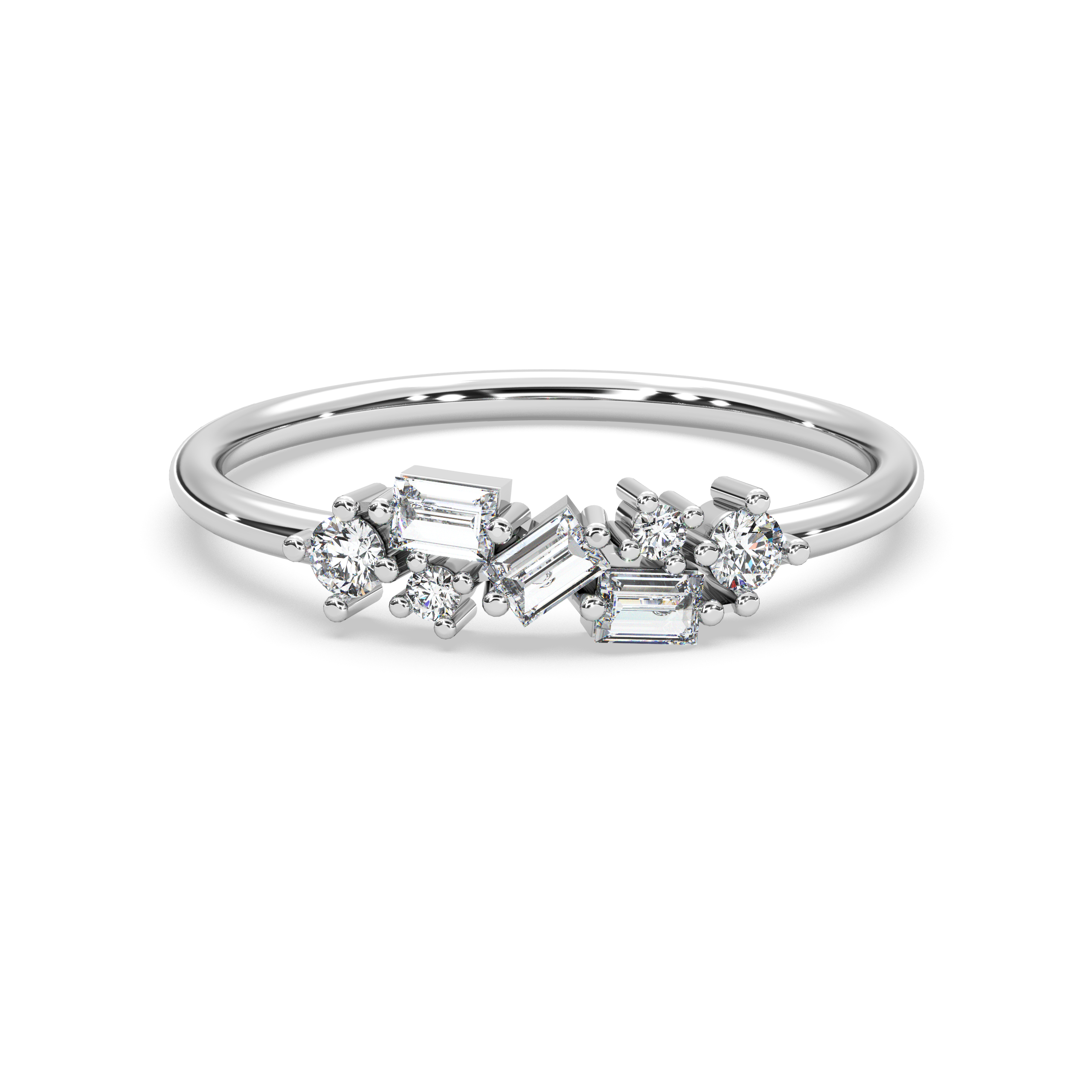 The Olivia Round Brilliant Cut and Baguette Diamond Ring