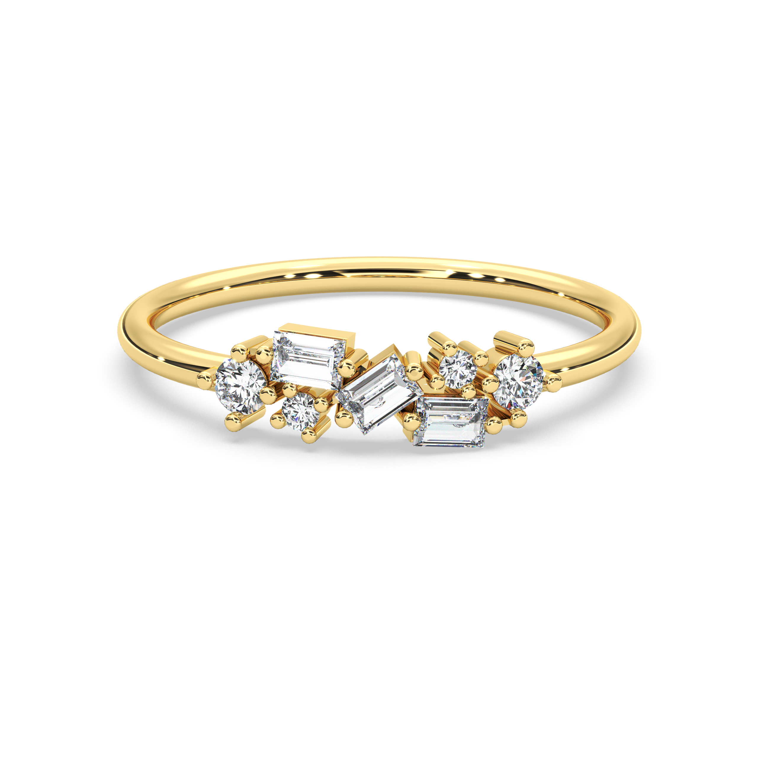 The Olivia Round Brilliant Cut and Baguette Diamond Ring