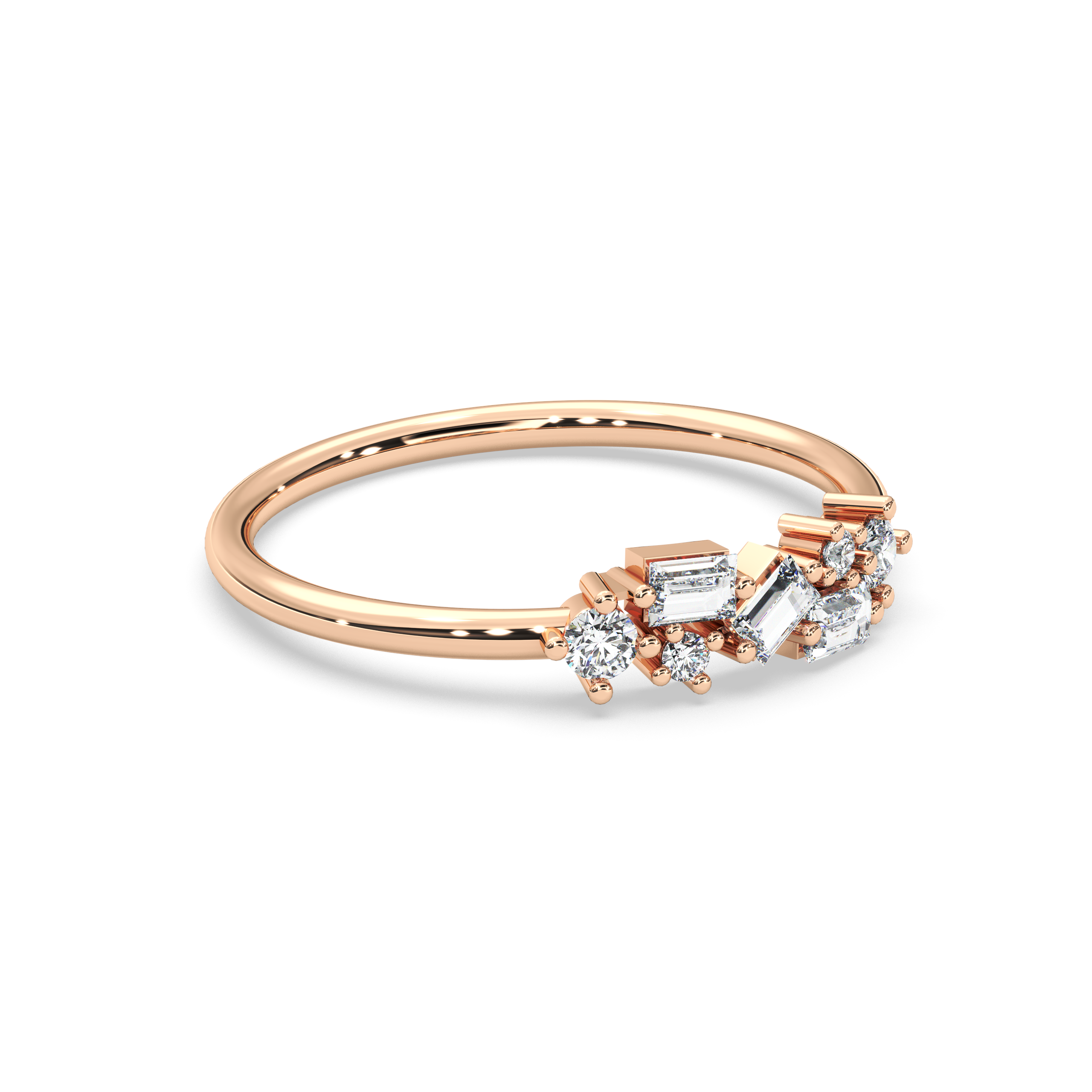 The Olivia Round Brilliant Cut and Baguette Diamond Ring