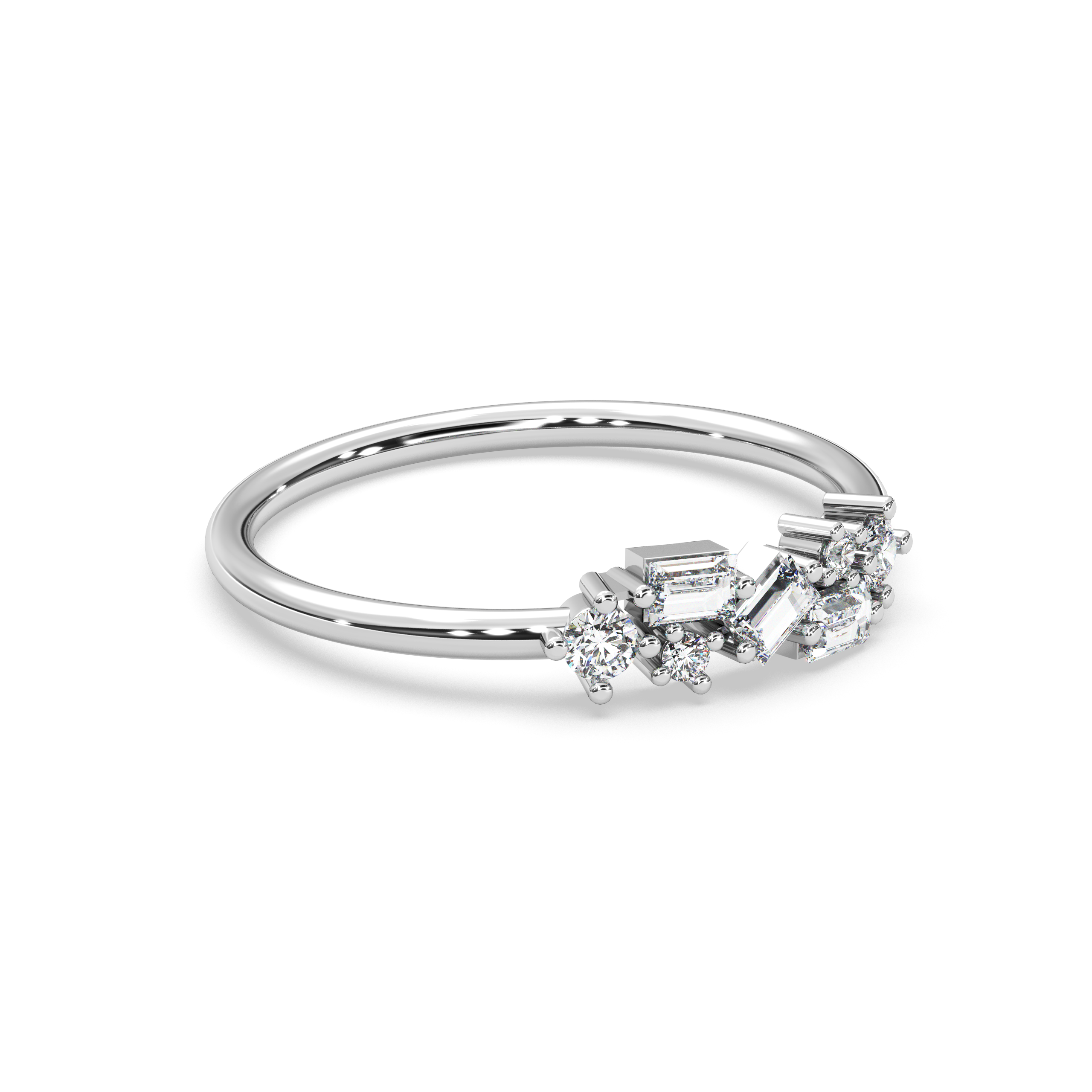 The Olivia Round Brilliant Cut and Baguette Diamond Ring