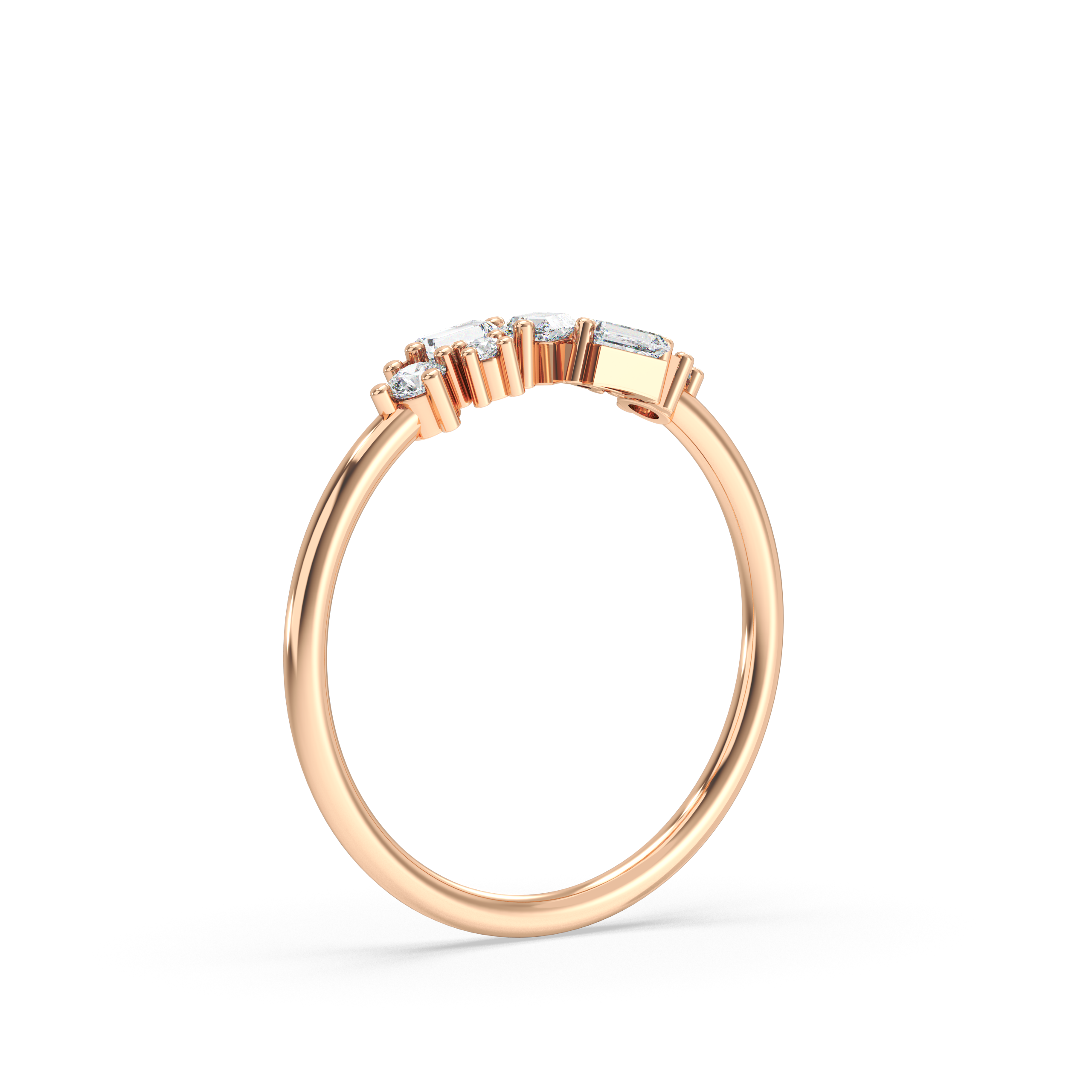 The Olivia Round Brilliant Cut and Baguette Diamond Ring