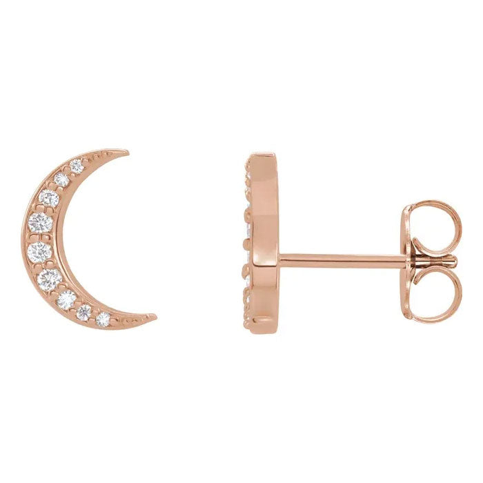 1/10 CTW Natural Diamond Crescent Moon Earrings 14K Gold