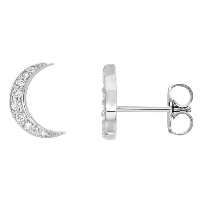 1/10 CTW Natural Diamond Crescent Moon Earrings 14K Gold