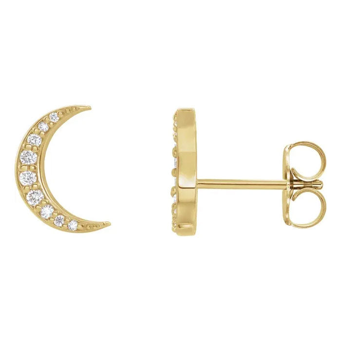 1/10 CTW Natural Diamond Crescent Moon Earrings 14K Gold