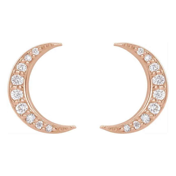 1/10 CTW Natural Diamond Crescent Moon Earrings 14K Gold