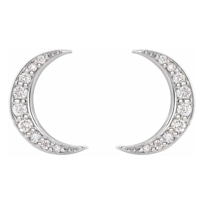 1/10 CTW Natural Diamond Crescent Moon Earrings 14K Gold