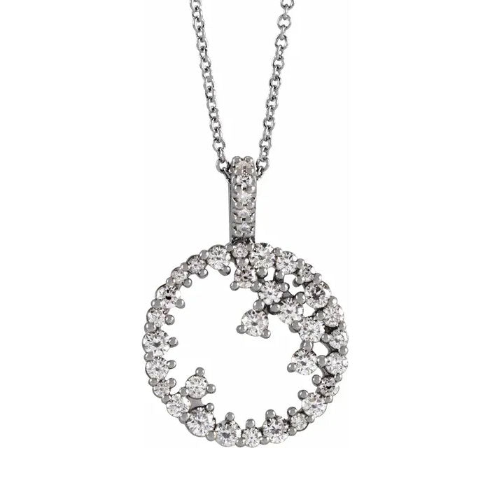 3/4 CTW Natural Diamond Scattered Circle Pendant or Necklace 16-18" in 14K Yellow, White, or Rose Gold