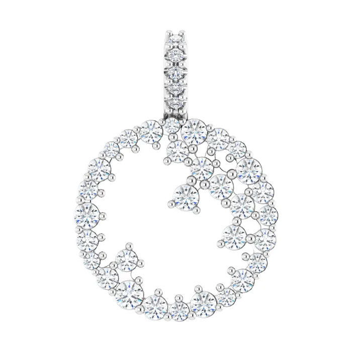 3/4 CTW Natural Diamond Scattered Circle Pendant or Necklace 16-18" in 14K Yellow, White, or Rose Gold