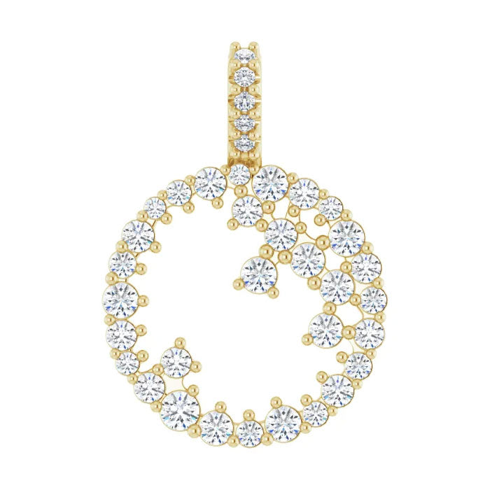 3/4 CTW Natural Diamond Scattered Circle Pendant or Necklace 16-18" in 14K Yellow, White, or Rose Gold