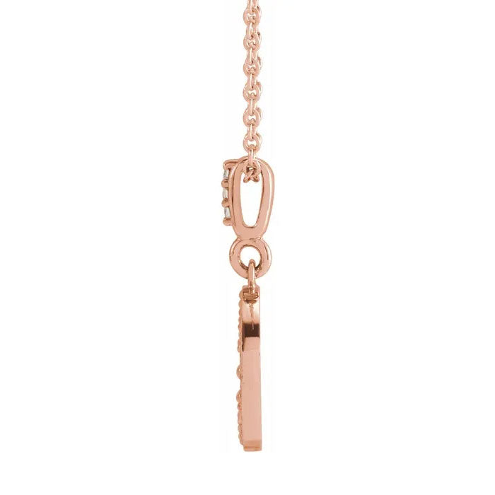 1/10 CTW Natural Diamond Crescent Moon Pendant Necklace 14K Gold