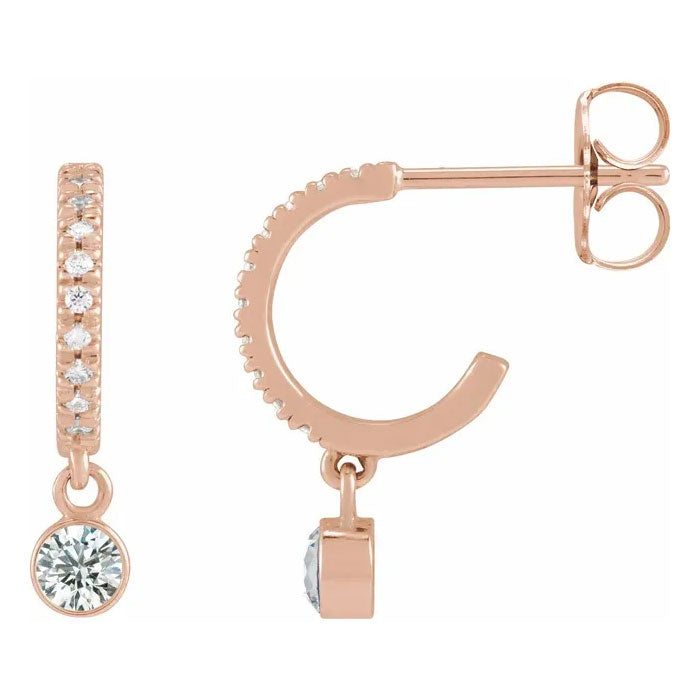 Your Choice of Gemstone and 0.08 CTW Natural Diamond Hoop Earrings 14K Gold