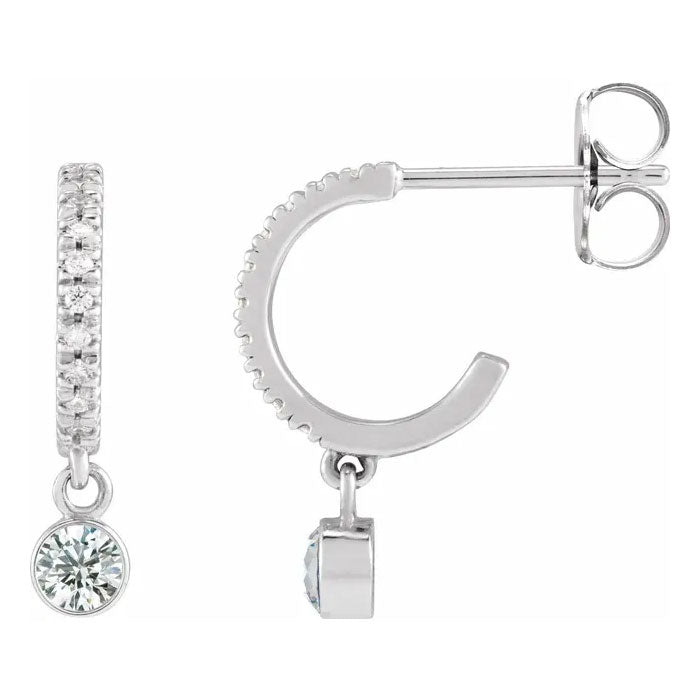 Your Choice of Gemstone and 0.08 CTW Natural Diamond Hoop Earrings 14K Gold