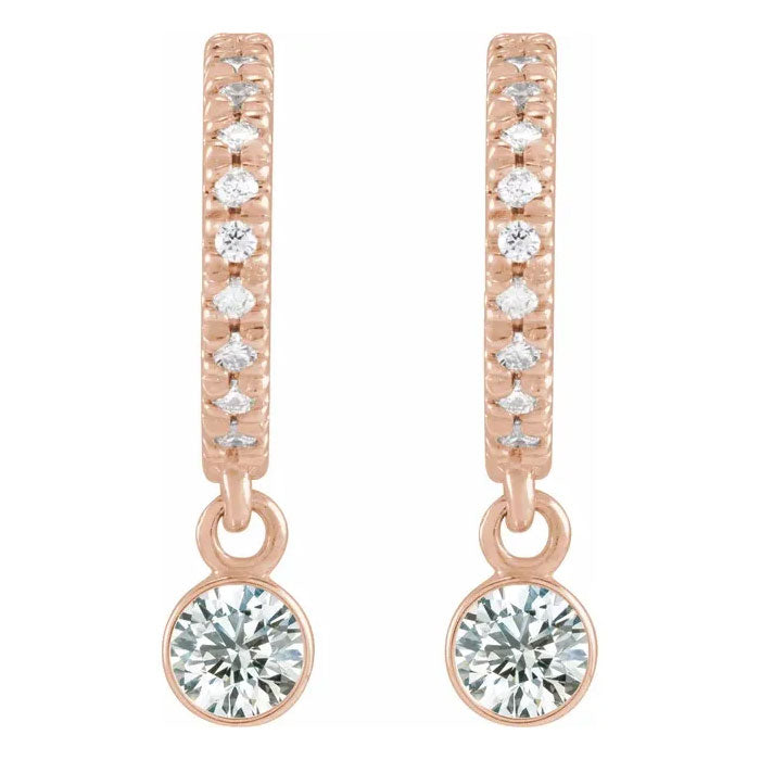 Your Choice of Gemstone and 0.08 CTW Natural Diamond Hoop Earrings 14K Gold