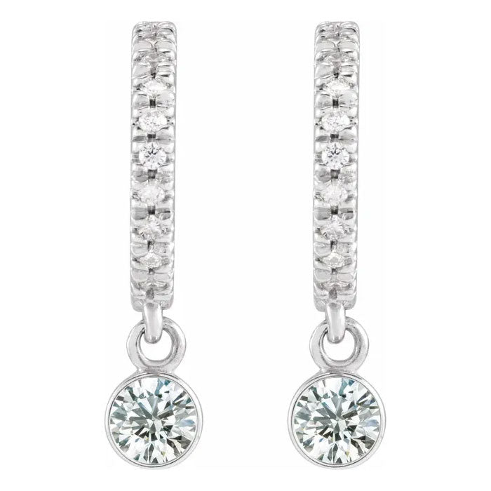 Your Choice of Gemstone and 0.08 CTW Natural Diamond Hoop Earrings 14K Gold