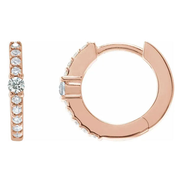 1/8 CTW Natural Diamond 13.6mm Hoop Earring 14K Gold