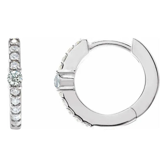 1/8 CTW Natural Diamond 13.6mm Hoop Earring 14K Gold