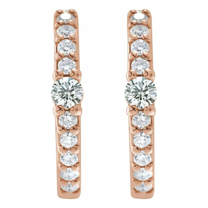 1/8 CTW Natural Diamond 13.6mm Hoop Earring 14K Gold