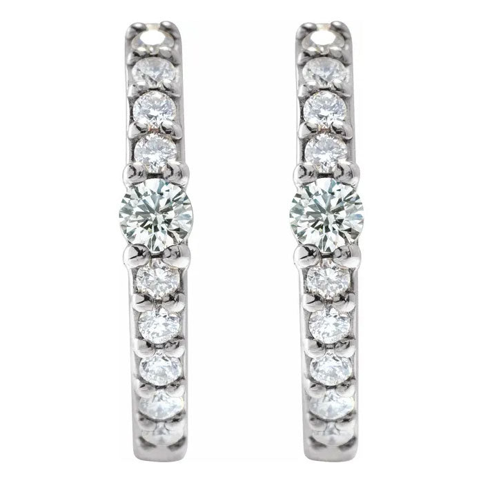 1/8 CTW Natural Diamond 13.6mm Hoop Earring 14K Gold