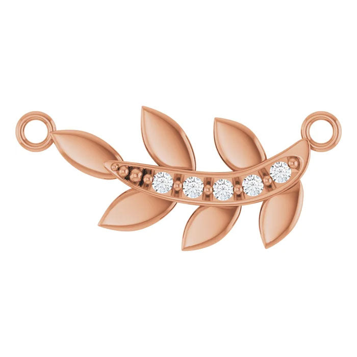 Accented Leaf Pendant Necklace 14K Yellow, White or Rose Gold