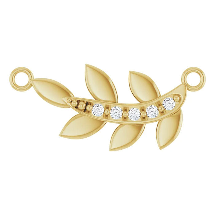 Accented Leaf Pendant Necklace 14K Yellow, White or Rose Gold