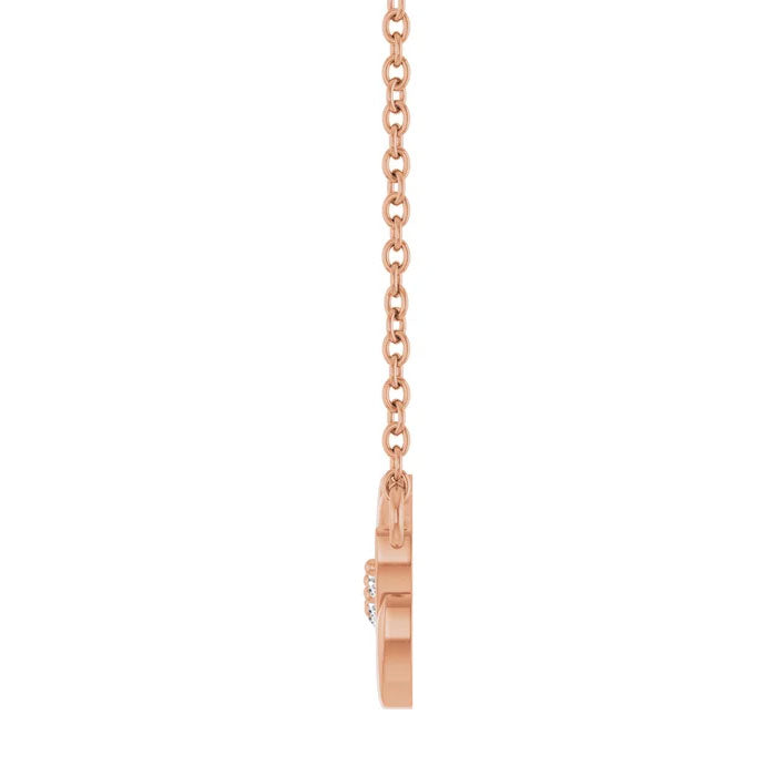 Accented Leaf Pendant Necklace 14K Yellow, White or Rose Gold