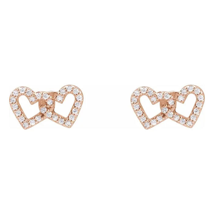 1/5 CTW Natural Diamond Interlocking Heart Earrings 14K Yellow, White or Rose Gold