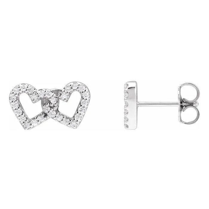 1/5 CTW Natural Diamond Interlocking Heart Earrings 14K Yellow, White or Rose Gold