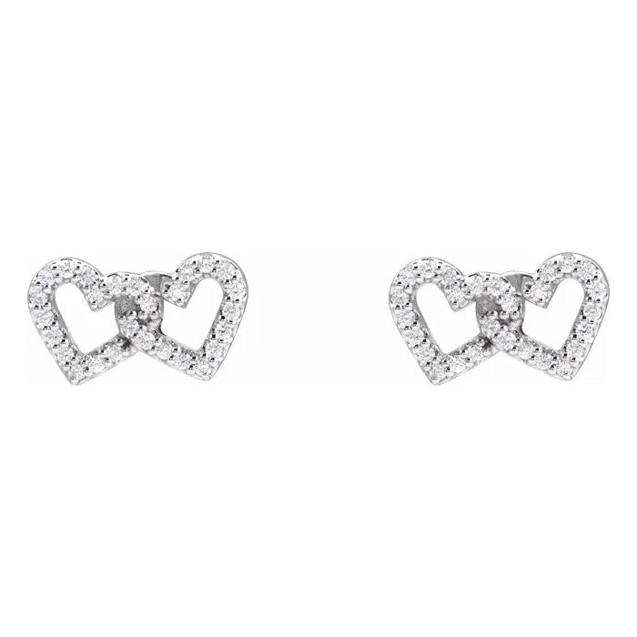 1/5 CTW Natural Diamond Interlocking Heart Earrings 14K Yellow, White or Rose Gold