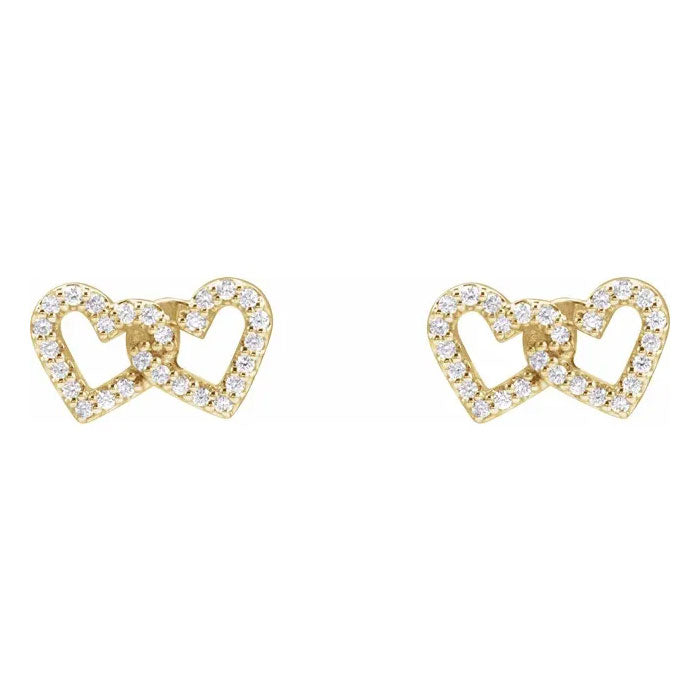1/5 CTW Natural Diamond Interlocking Heart Earrings 14K Yellow, White or Rose Gold