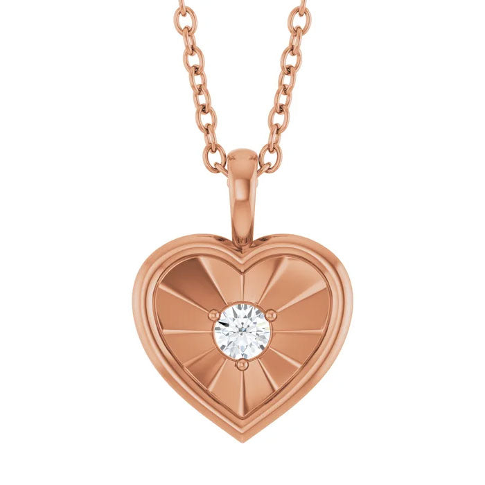 1/10 CT Natural Diamond Heart 18" Necklace 14K Yellow, White or Rose Gold