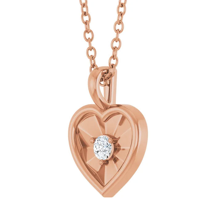 1/10 CT Natural Diamond Heart 18" Necklace 14K Yellow, White or Rose Gold