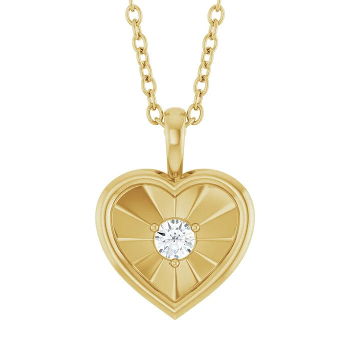 1/10 CT Natural Diamond Heart 18" Necklace 14K Yellow, White or Rose Gold