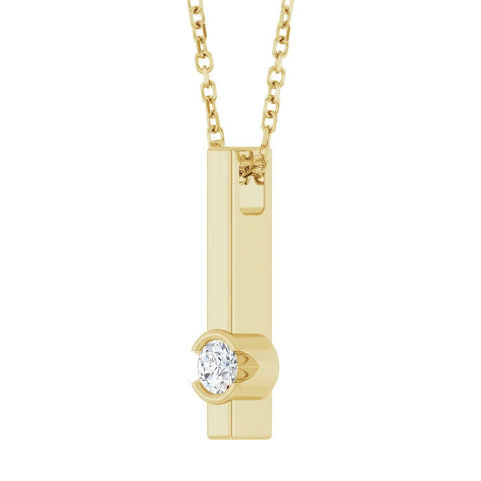 1/10 CTW Natural Diamond Bar Pendant Necklace 14K Gold