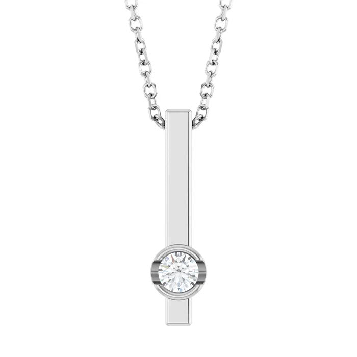 1/10 CTW Natural Diamond Bar Pendant Necklace 14K Gold