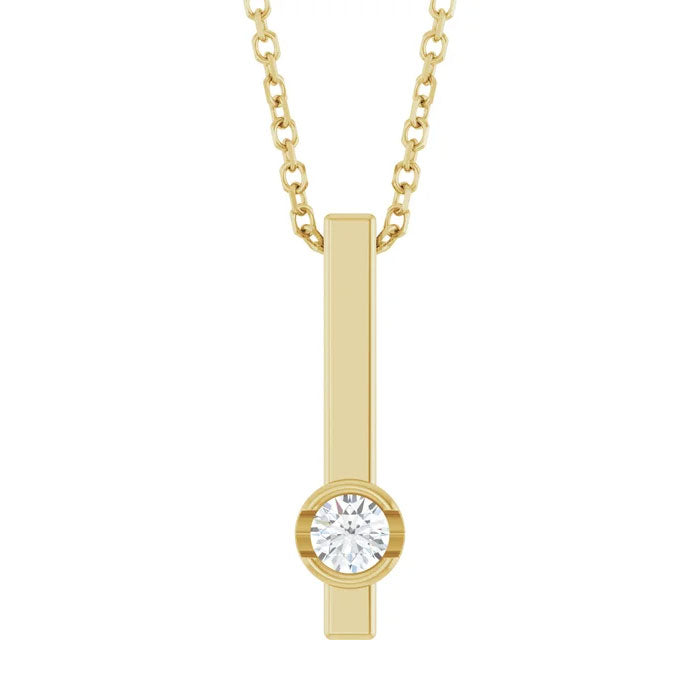 1/10 CTW Natural Diamond Bar Pendant Necklace 14K Gold