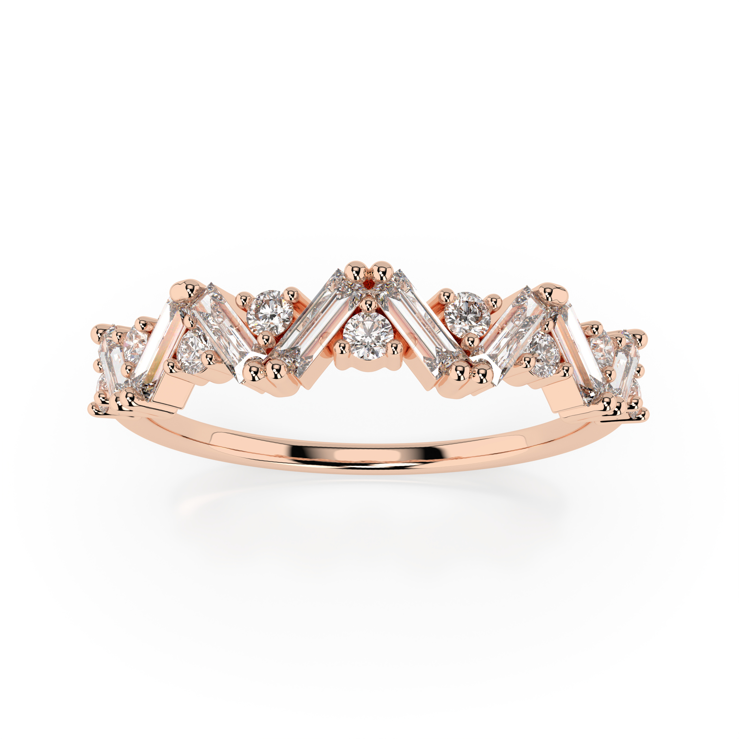 The Bianca Baguette Cut and Round Brilliant Cut Natural Diamond Ring