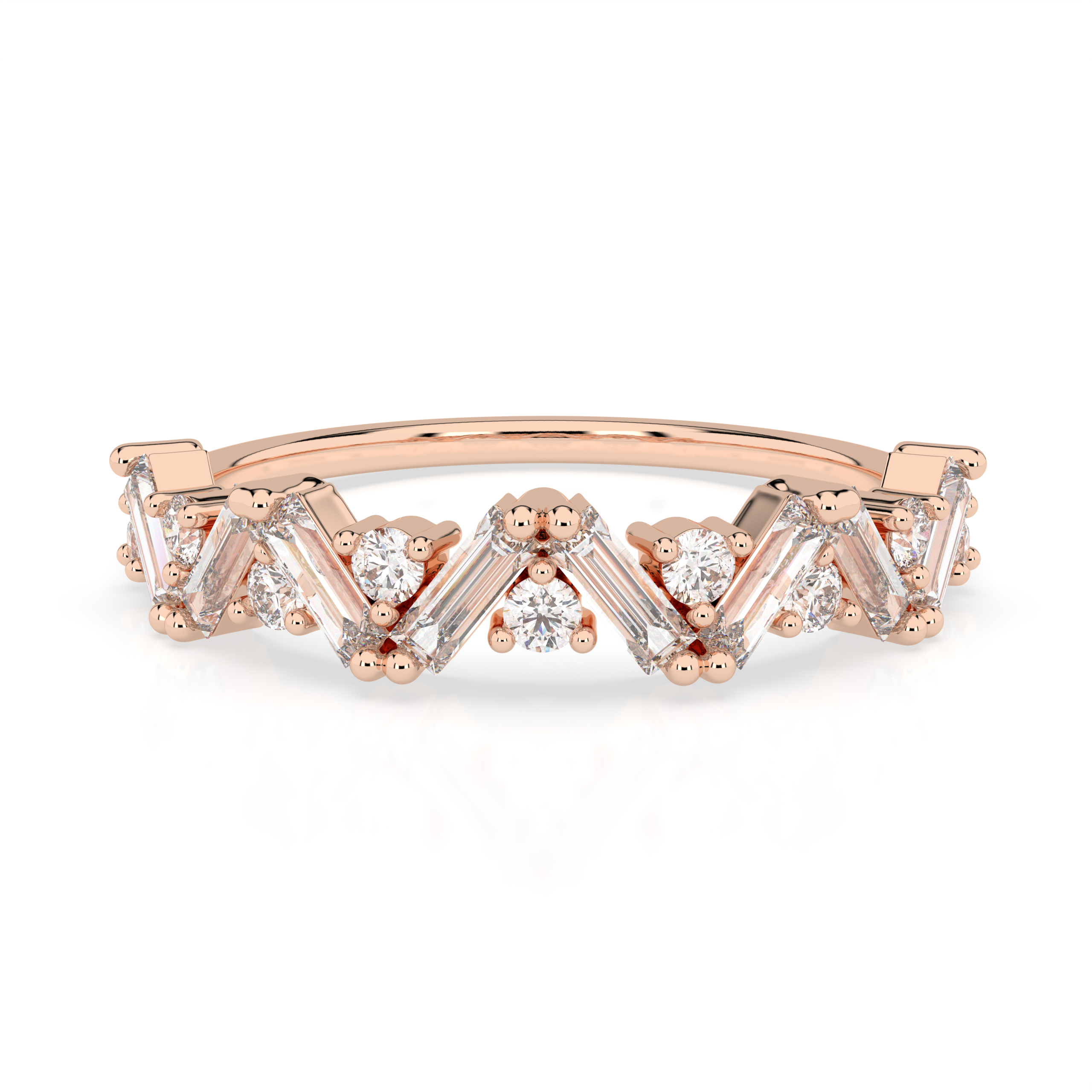 The Bianca Baguette Cut and Round Brilliant Cut Natural Diamond Ring