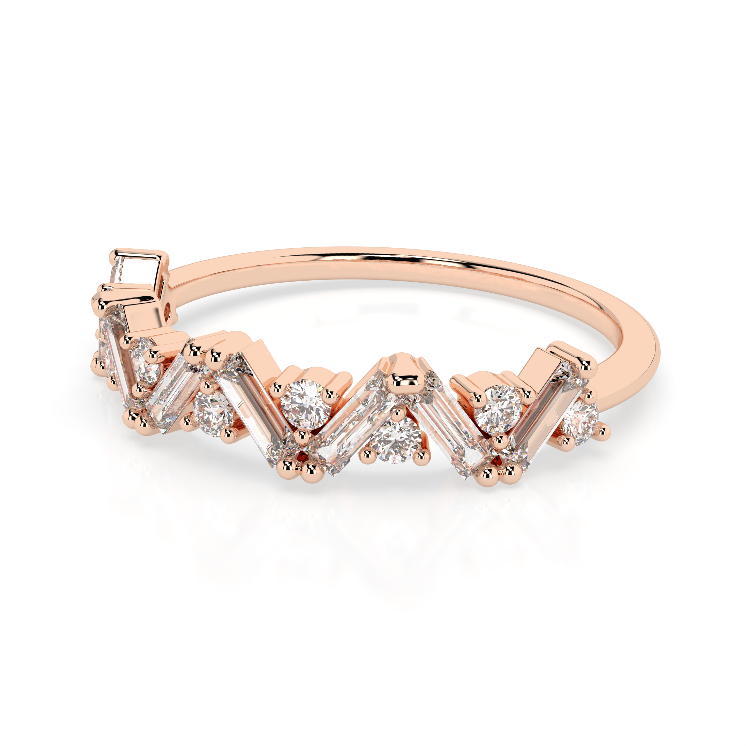 The Bianca Baguette Cut and Round Brilliant Cut Natural Diamond Ring
