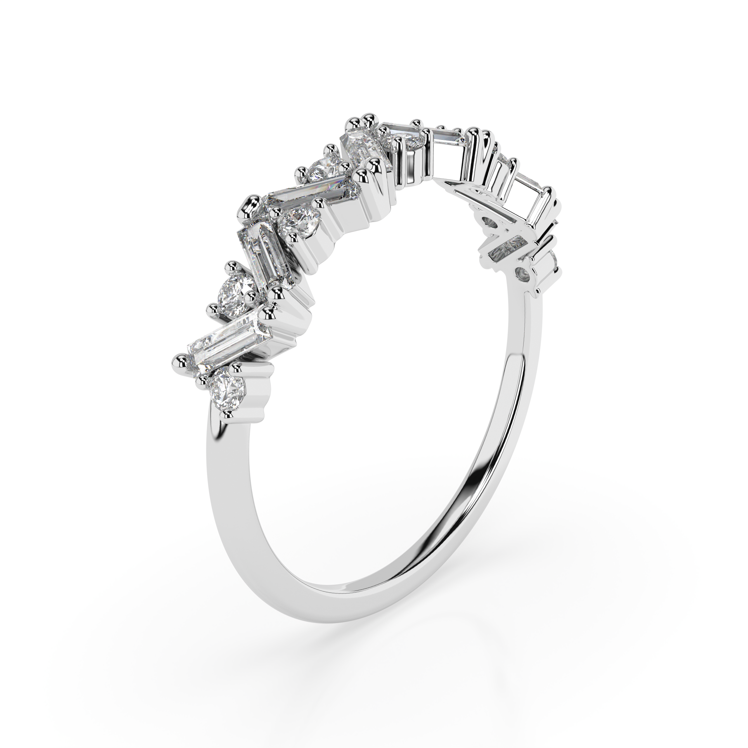 The Bianca Baguette Cut and Round Brilliant Cut Natural Diamond Ring